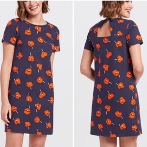 Draper James Poppy Ponte Shift Dress Navy Red Floral Size XS